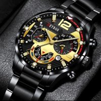 Луксозен Мъжки часовник бизнес класа DEYROS"Черен-Златист", снимка 1 - Мъжки - 42748280