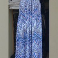 Дълга рокля с отворен гръб в синьо-розови цветове , снимка 1 - Рокли - 42056234