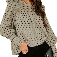 Дамска блуза на точки в ренесансов стил с дълги ръкави, 4цвята , снимка 7 - Блузи с дълъг ръкав и пуловери - 42417308