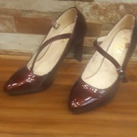 Продавам чисто нови обувки цвят бордо,естествена кожа!, снимка 2 - Дамски елегантни обувки - 35376728