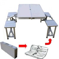 Сгъваема алуминиева маса с 4 стола тип куфар за къмпинг, снимка 6 - Маси - 40639167