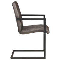 Конзолни трапезни столове, 2 бр, сиви, естествена кожа   , снимка 4 - Столове - 44796551