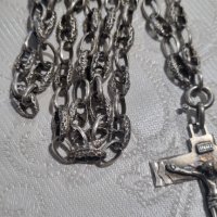 Vintage сребърен синджир с кръст Italy, снимка 3 - Колиета, медальони, синджири - 44280947