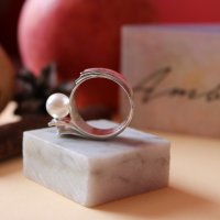 Стилен и елгантен сребърен пръстен с перла - модел R017A, снимка 5 - Пръстени - 30736699