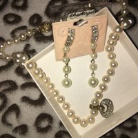 Дамски обеци и колие с перли и сребро, снимка 2 - Бижутерийни комплекти - 31870049
