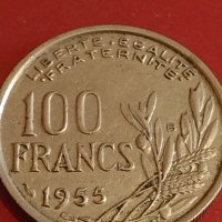 Две монети 1 шилинг 1956г. Англия Елизабет втора / 100 франка 1955г. Франция 34818, снимка 6 - Нумизматика и бонистика - 44350401