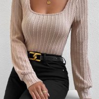 Дамска блуза в бежово с дълъг ръкав, снимка 5 - Блузи с дълъг ръкав и пуловери - 42847671