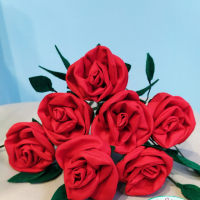 Ръчно изработена роза от плат, снимка 10 - Декорация за дома - 32385009