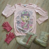 Блузка с подарък ръкавички и ботуши Decathlon №36, снимка 1 - Детски боти и ботуши - 31574525