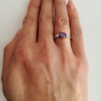 Сребърен пръстен с аметист - 925 сребро, снимка 1 - Пръстени - 30749190