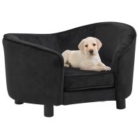 Кучешки диван, черен, 69x49x40 см, плюш, снимка 1 - Дивани и мека мебел - 40308839