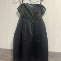 Черна сатенена къса рокля размер S, снимка 1 - Рокли - 42864698