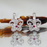 Сребърни обеци с интересен дизайн *Пеперуда*, снимка 3 - Обеци - 37813681