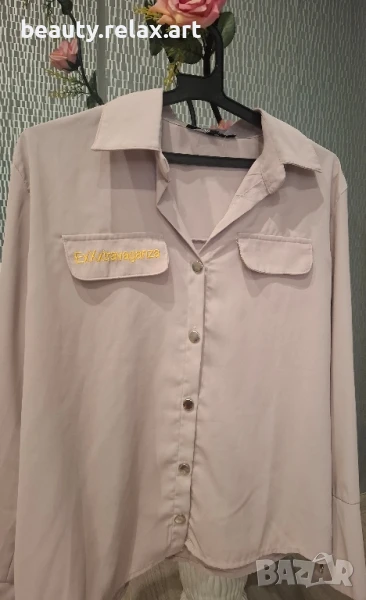 Светлорозова блуза с дълъг ръкав , снимка 1