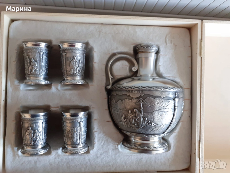 Комплект за ракия от калай Antik*Vintage  #87, снимка 1