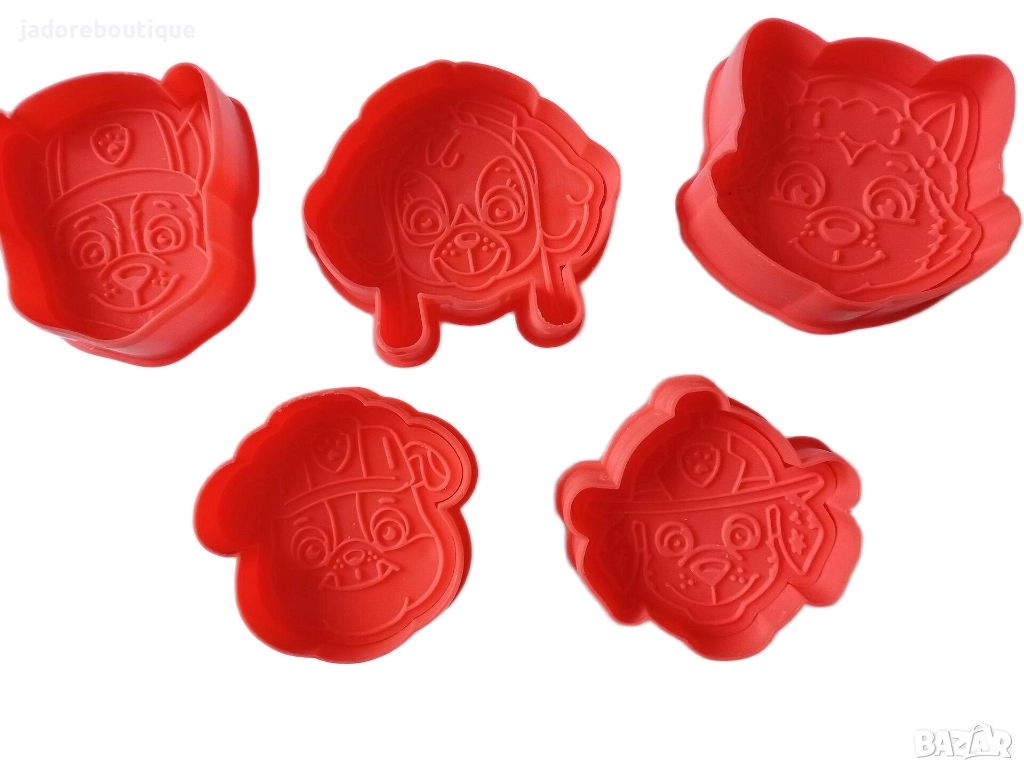 Резци за сладки Пес Патрул - 5 бр/к-кт, снимка 1