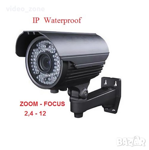 IP мрежова влагоустойчива варифокална ZOOM-FOCUS камера за NVR DVR видеонаблюдение, снимка 1