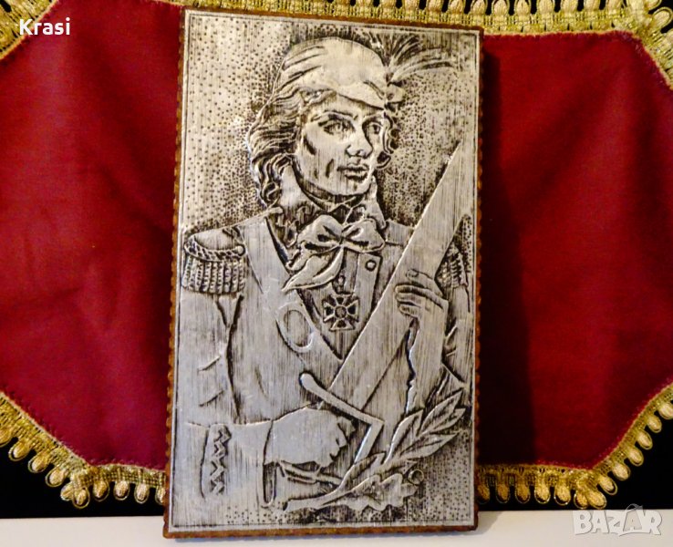 Рицар Тамплиер,посребрено пано,картина от месинг. , снимка 1