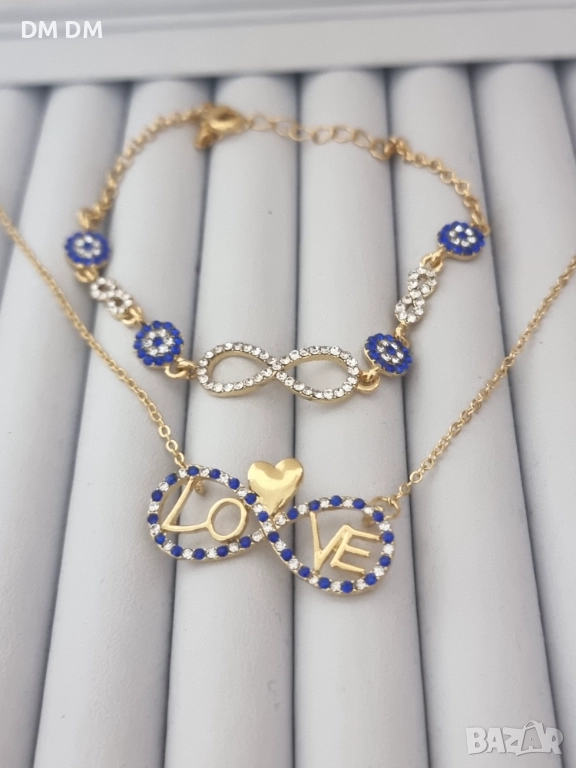 Комплект –18k златно покритие, колие и гривна ♾️💙, снимка 1