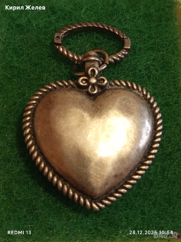 Винтидж сребърно бижу във формата на сърце с флорален мотив майстоска изработка 52453, снимка 1