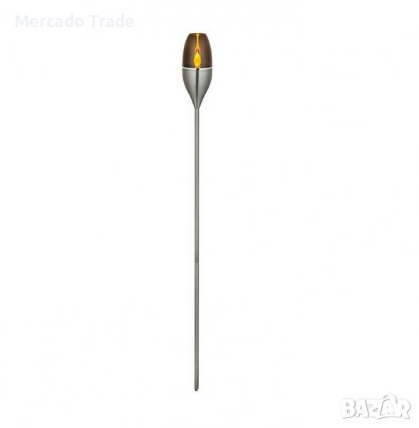 Декоративна лампа Mercado Trade, LED, Соларна, Свещ, 112см, Инокс, снимка 1
