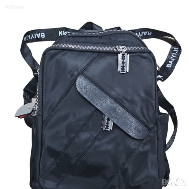 Модерна, дамска, ежедневна раница със сребристи ципове , снимка 1