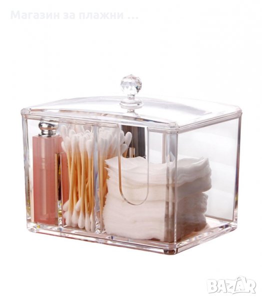 КУТИЯ ЗА СЪХРАНЕНИЕ НА ТАМПОНИ ЗА ГРИМ И КЛЕЧКИ ЗА УШИ - код С 4 ОТДЕЛЕНИЯ , снимка 1