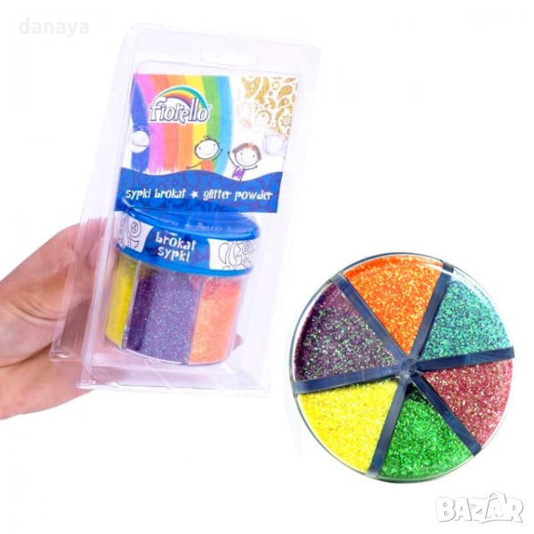 2364 Цветен брокат за декорация и украса, 6 цвята в бурканче, снимка 1