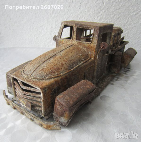 35 см дълъг Стар ръждясъл автомобил камион за декорация, снимка 1