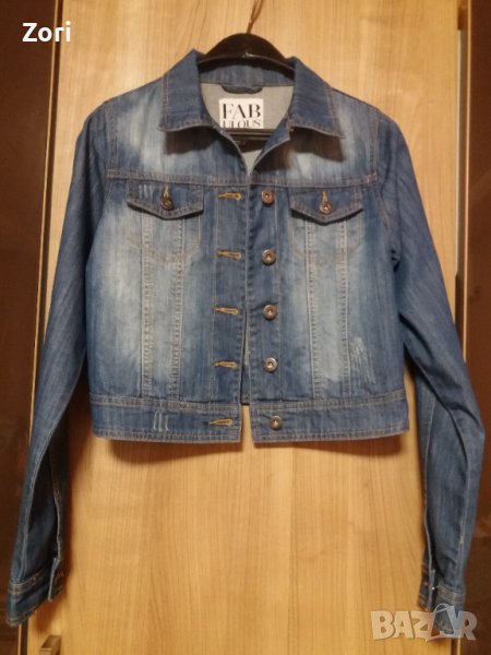 СТРАХОТНО късо дънково яке с изтъркан и накъсан ефект , снимка 1