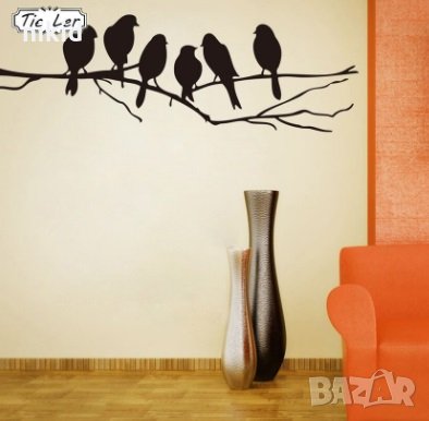 Черни птици птички на Клон самозалепващ стикер лепенка за стена мебел декор украса, снимка 1