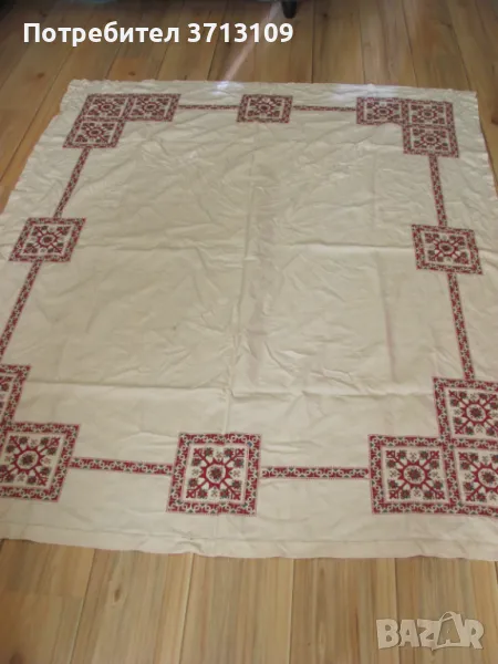 Голяма ръчно пошивана покривка панама, памучни конци, снимка 1