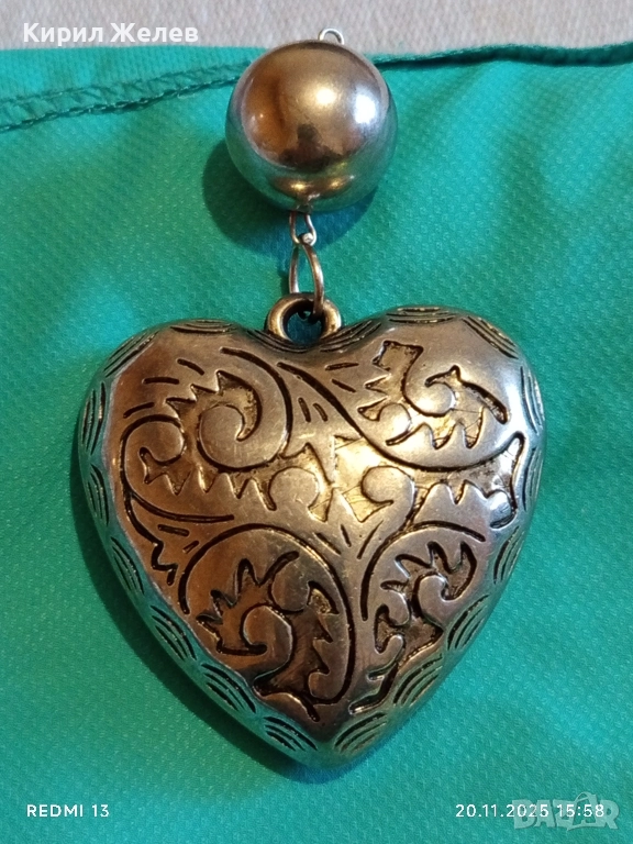 СРЕБРИСТ МЕДАЛЬОН СЪРЦЕ ❤️ с ФЛОРАЛНИ ОРНАМЕНТИ 52023, снимка 1