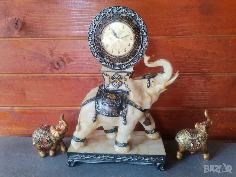 Красив каминен часовник + 2 слончета подарък, снимка 1