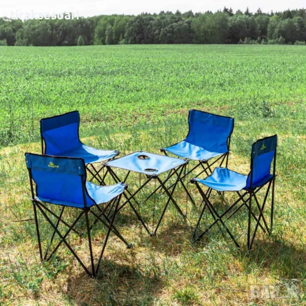 Сгъваема къмпинг маса с 4 стола, метална конструкция, снимка 1