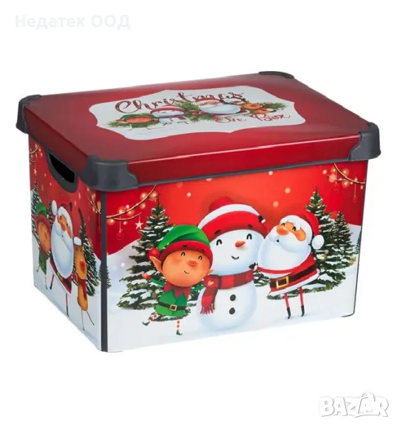 Коледна кутия за съхранение, Дядо Коледа, Червен, 20л, снимка 1