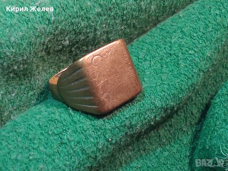 19 ВЕК БРОНЗОВ РЯДЪК ПРЪСТЕН РЪЧНА МАЙСТОРСКА ИЗРАБОТКА с НАДПИСИ ОТВЪТРЕ 24848, снимка 1