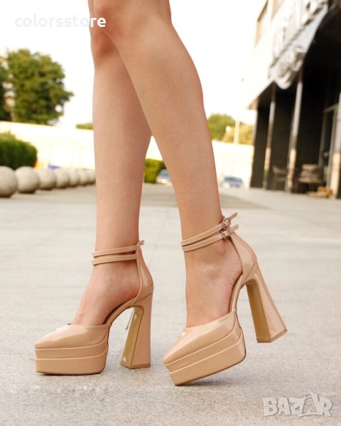 Сандали на ток - nude лак - VTK2 , снимка 1