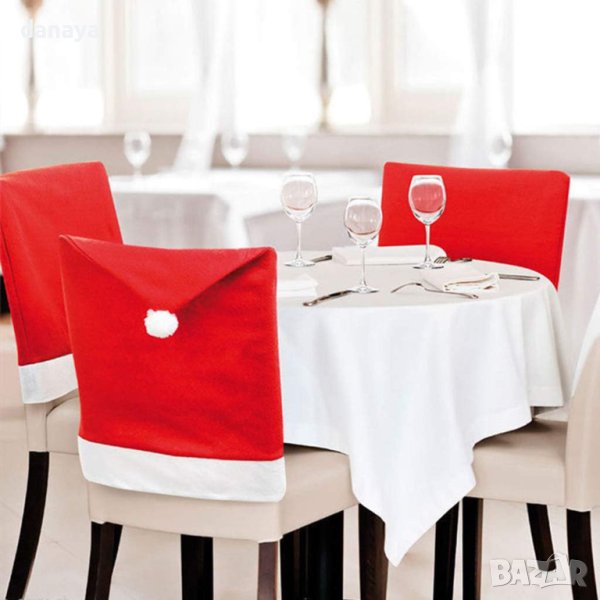 4254 Червен коледен калъф за стол, снимка 1