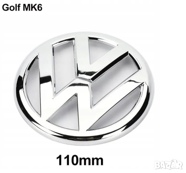 задна емблема сива хром за VW Golf 6 MK6 110mm, снимка 1