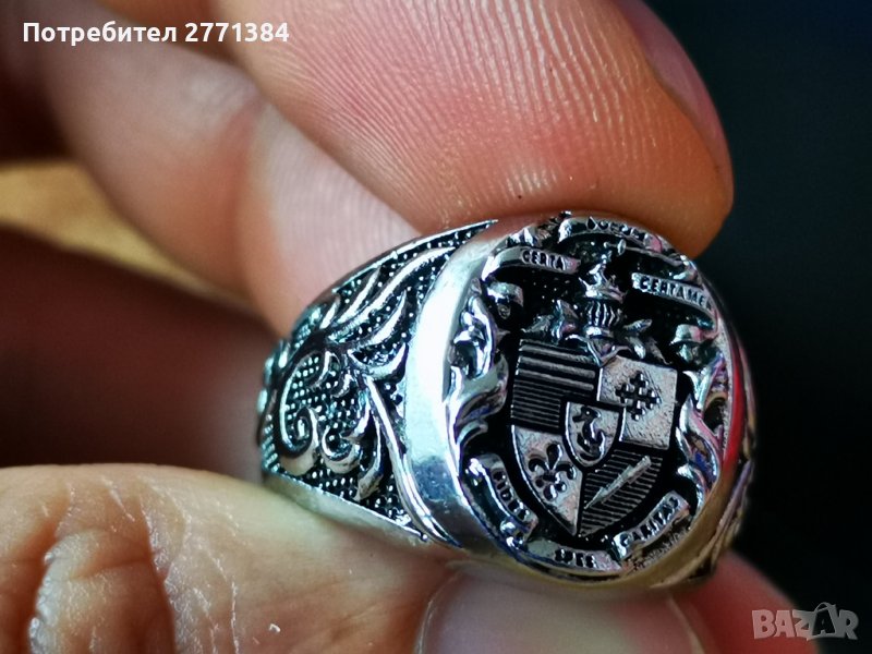 Супер детайлен келтски мъжки пръстен с печат 925 размер9-10 (не съм сигурен дали е 100% сребро, но м, снимка 1
