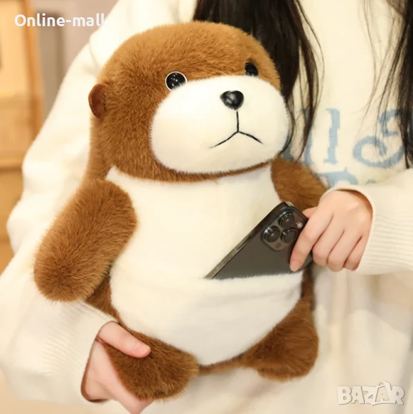 Плюшена играчка видра 30см – мека и пухкава с джобче, сладка играчка и подарък за дете, снимка 1