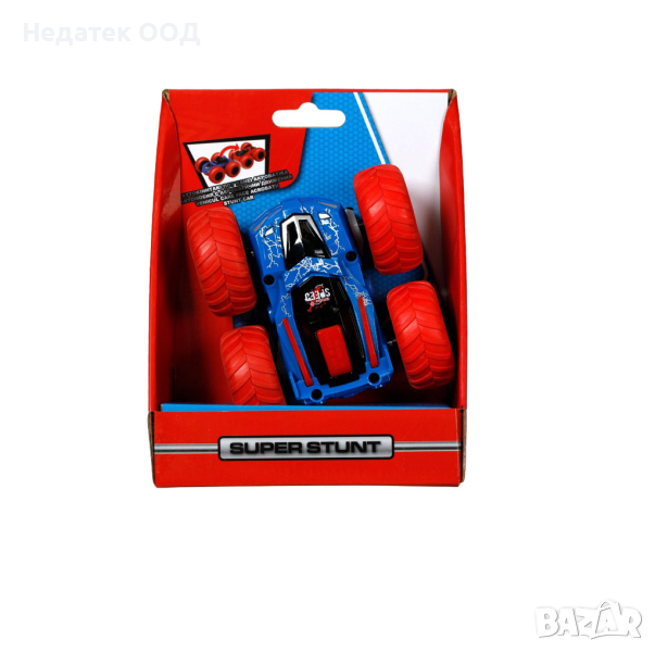 Състезателна кола, с каскади, жълта и синя, снимка 1