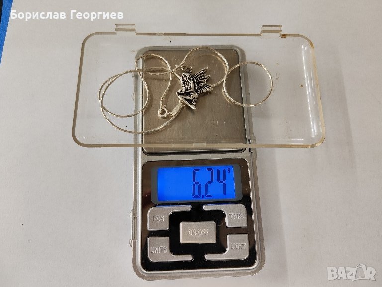 Сребърна верижка с медальон фея, снимка 1