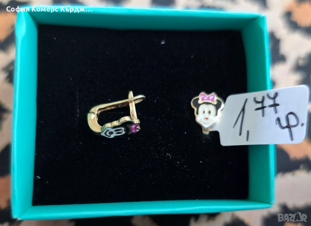 ⚠️ПРОМОЦИЯ!!!⚠️ 💍 ДЕТСКИ ЗЛАТНИ ОБЕЦИ #MinnieMouse ⚖️ 1,77 гр./14 карата, снимка 1