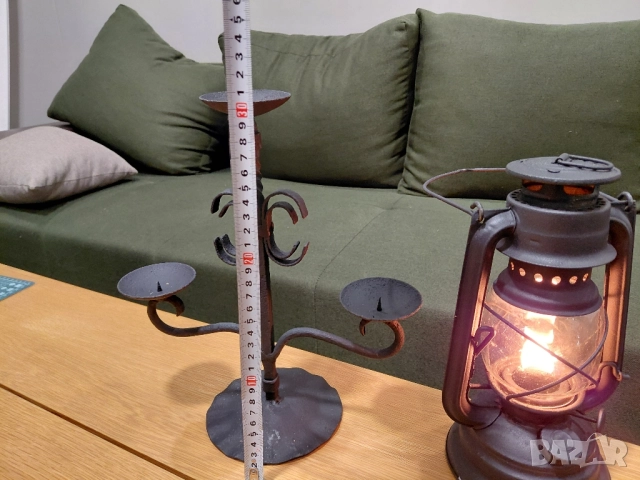 Стар винтидж газов фенер+свещник., снимка 4 - Антикварни и старинни предмети - 52308440