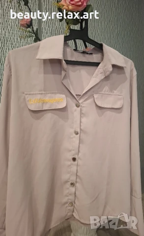 Светлорозова блуза с дълъг ръкав 