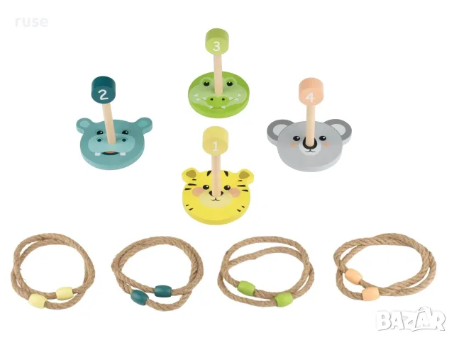 НОВ! Дървена игра за хвърляне на рингове Lupilu детска игра за координация 12 части 4+, снимка 3 - Образователни игри - 56117503