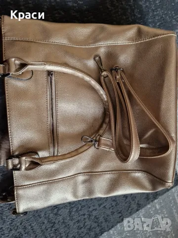  Елегантна златиста дамска чанта, снимка 6 - Чанти - 48297154