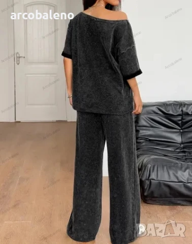 Дамски комплект от две части с къси ръкави и панталони , снимка 3 - Комплекти - 50867651